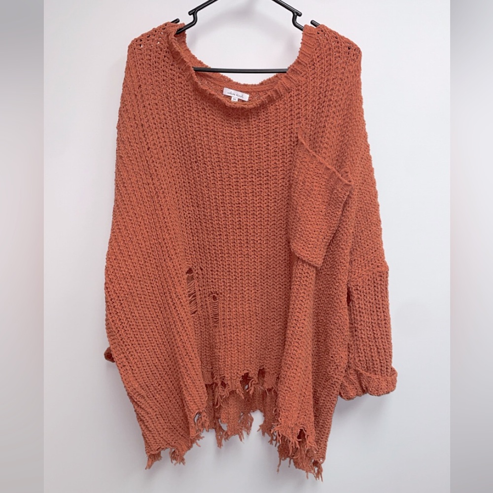 White Birch Distressed Rust Sweater